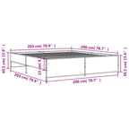 Bettgestell Sonoma-Eiche 200x200 cm Holzwerkstoff und Metall
