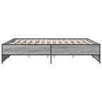 Bettgestell Grau Sonoma 200x200 cm Holzwerkstoff und Metall