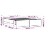 Bettgestell Braun Eichen-Optik 200x200 cm Holzwerkstoff Metall