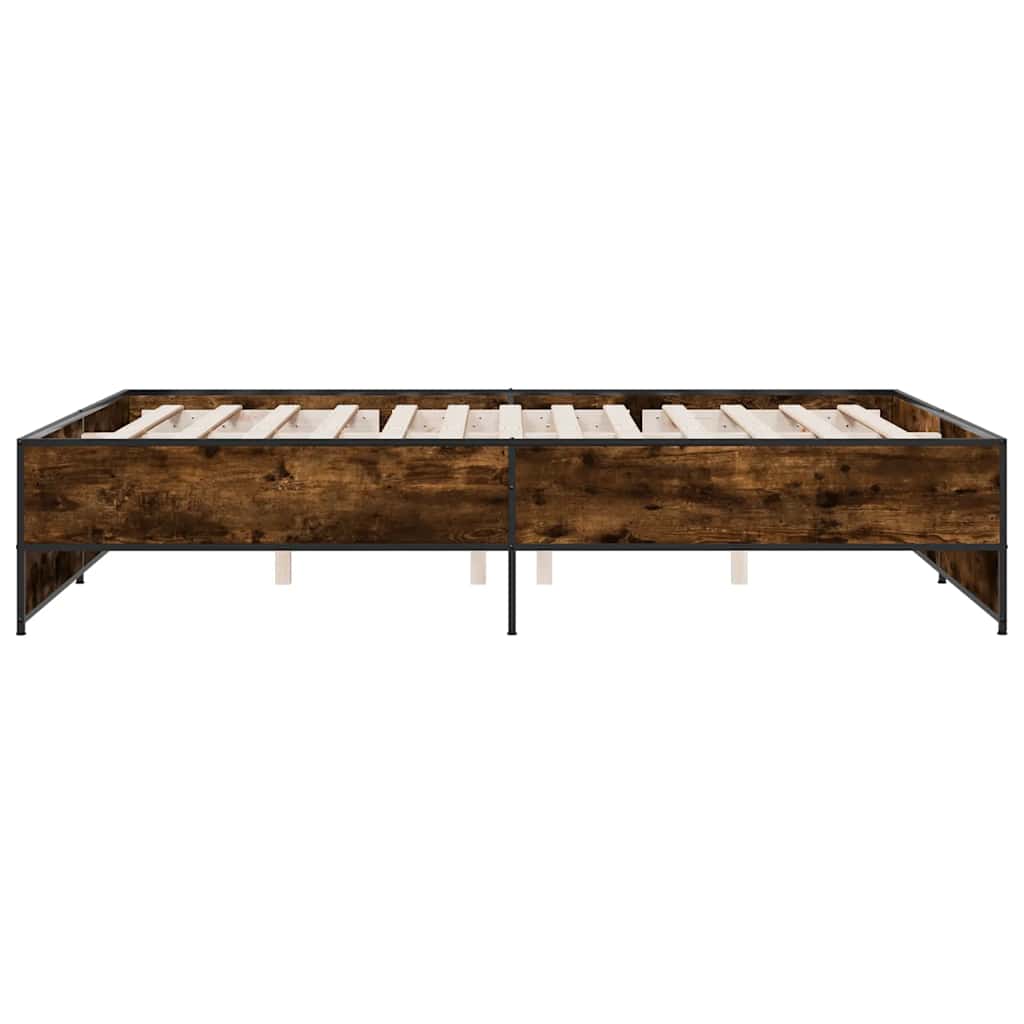 Bettgestell Räuchereiche 150x200 cm Holzwerkstoff und Metall
