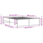 Bettgestell Schwarz 140x200 cm Holzwerkstoff und Metall