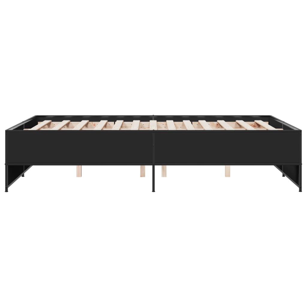 Bettgestell Schwarz 140x190 cm Holzwerkstoff und Metall