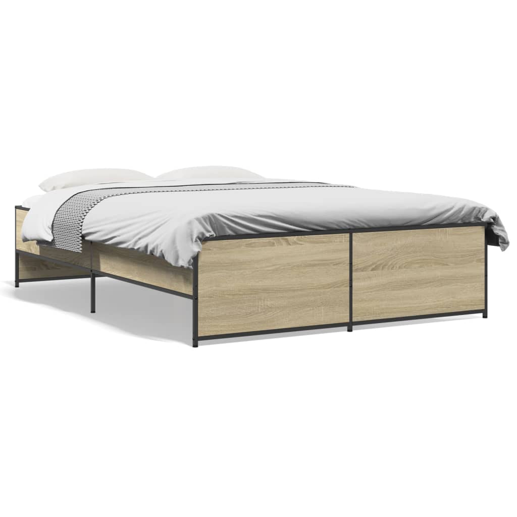 Bettgestell Sonoma-Eiche 140x190 cm Holzwerkstoff und Metall