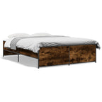 Bettgestell Räuchereiche 140x190 cm Holzwerkstoff und Metall