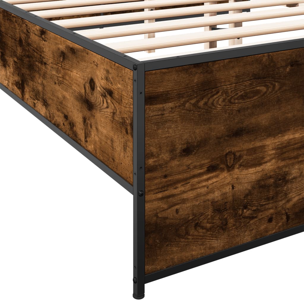 Bettgestell Räuchereiche 140x190 cm Holzwerkstoff und Metall