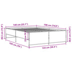 Bettgestell Räuchereiche 140x190 cm Holzwerkstoff und Metall