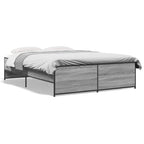 Bettgestell Grau Sonoma 140x190 cm Holzwerkstoff und Metall