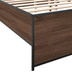 Bettgestell Braun Eichen-Optik 135x190 cm Holzwerkstoff Metall
