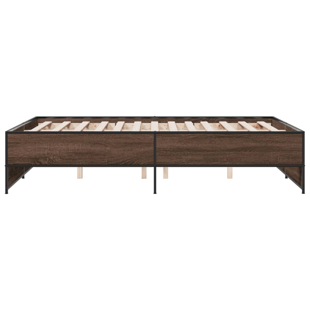 Bettgestell Braun Eichen-Optik 120x190 cm Holzwerkstoff Metall
