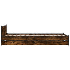 Bettgestell mit Schubladen Räuchereiche 75x190 cm Holzwerkstoff