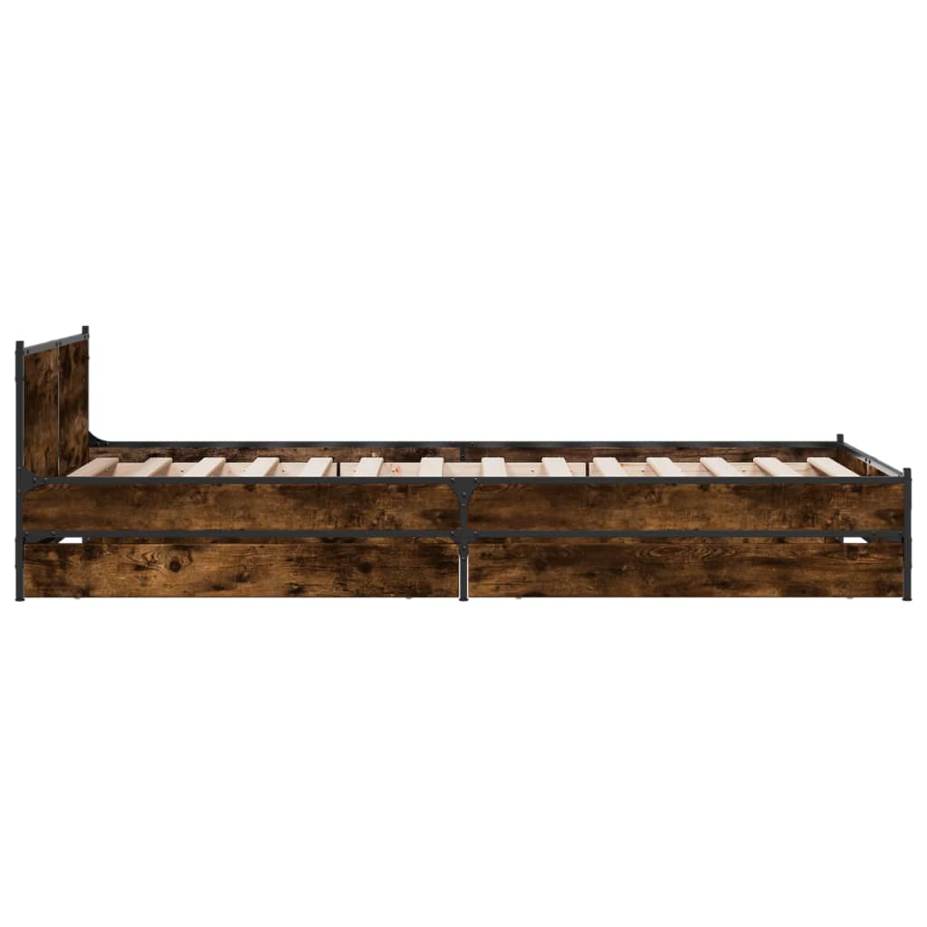 Bettgestell mit Schubladen Räuchereiche 75x190 cm Holzwerkstoff