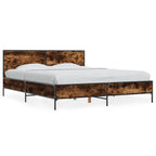 Bettgestell Räuchereiche 150x200 cm Holzwerkstoff und Metall