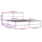 Bettgestell Braun Eichen-Optik 120x190 cm Holzwerkstoff Metall