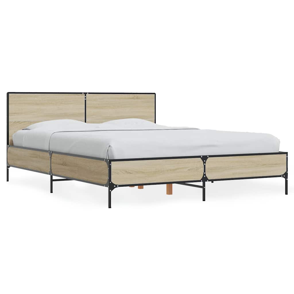 Bettgestell Sonoma-Eiche 140x190 cm Holzwerkstoff und Metall