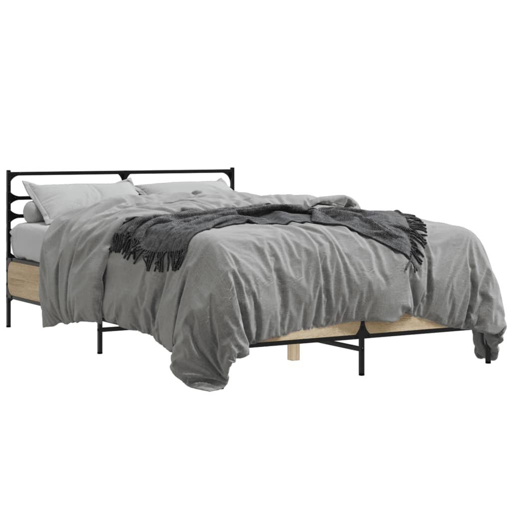 Bettgestell Sonoma-Eiche 120x200 cm Holzwerkstoff und Metall