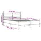 Bettgestell Grau Sonoma 140x200 cm Holzwerkstoff und Metall