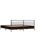 Bettgestell Braun Eichen-Optik 135x190 cm Holzwerkstoff Metall