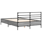 Bettgestell Grau Sonoma 140x190 cm Holzwerkstoff und Metall