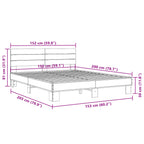 Bettgestell Grau Sonoma 150x200 cm Holzwerkstoff und Metall