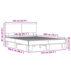 Bettgestell Braun Eichen-Optik 140x200 cm Holzwerkstoff Metall