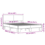 Bettgestell Räuchereiche 120x200 cm Holzwerkstoff und Metall