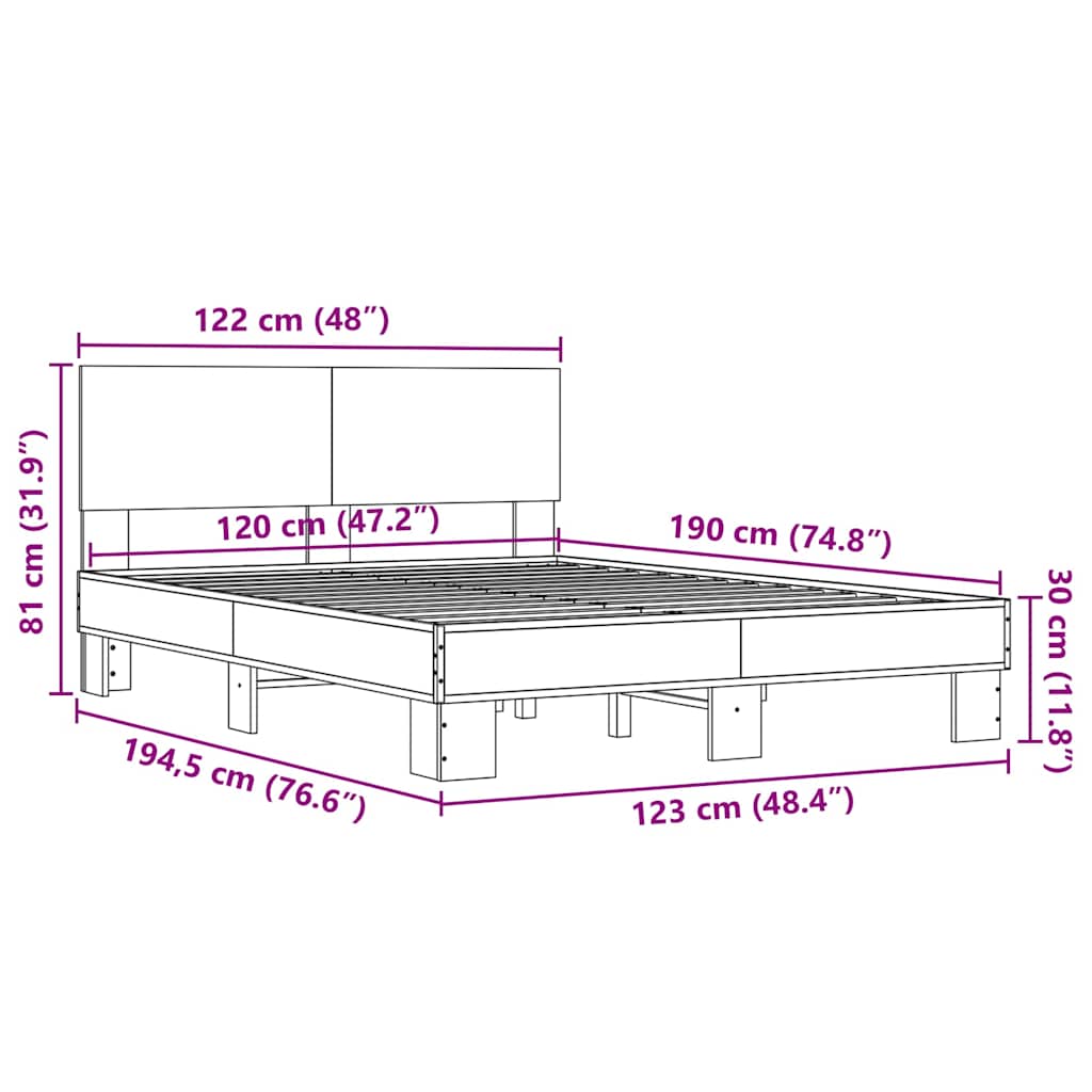 Bettgestell Schwarz 120x190 cm Holzwerkstoff und Metall