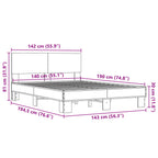 Bettgestell Sonoma-Eiche 140x190 cm Holzwerkstoff und Metall