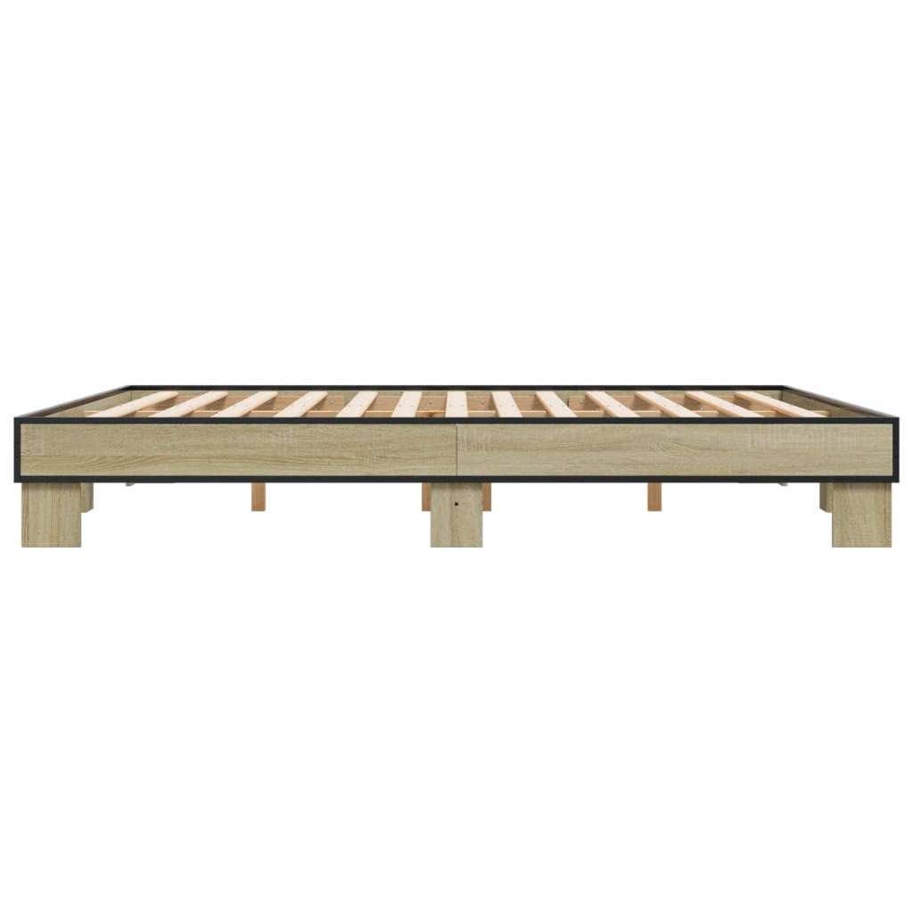 Bettgestell Sonoma-Eiche 160x200 cm Holzwerkstoff und Metall