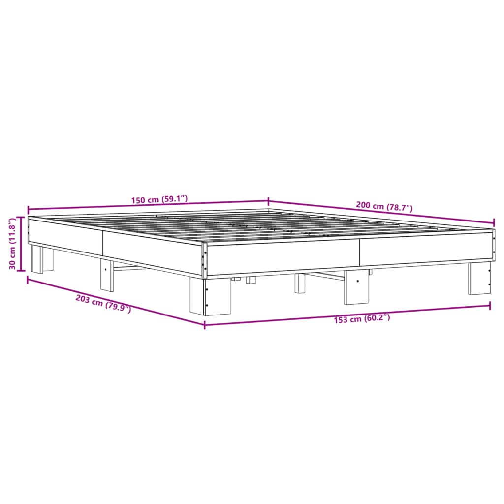 Bettgestell Schwarz 150x200 cm Holzwerkstoff und Metall