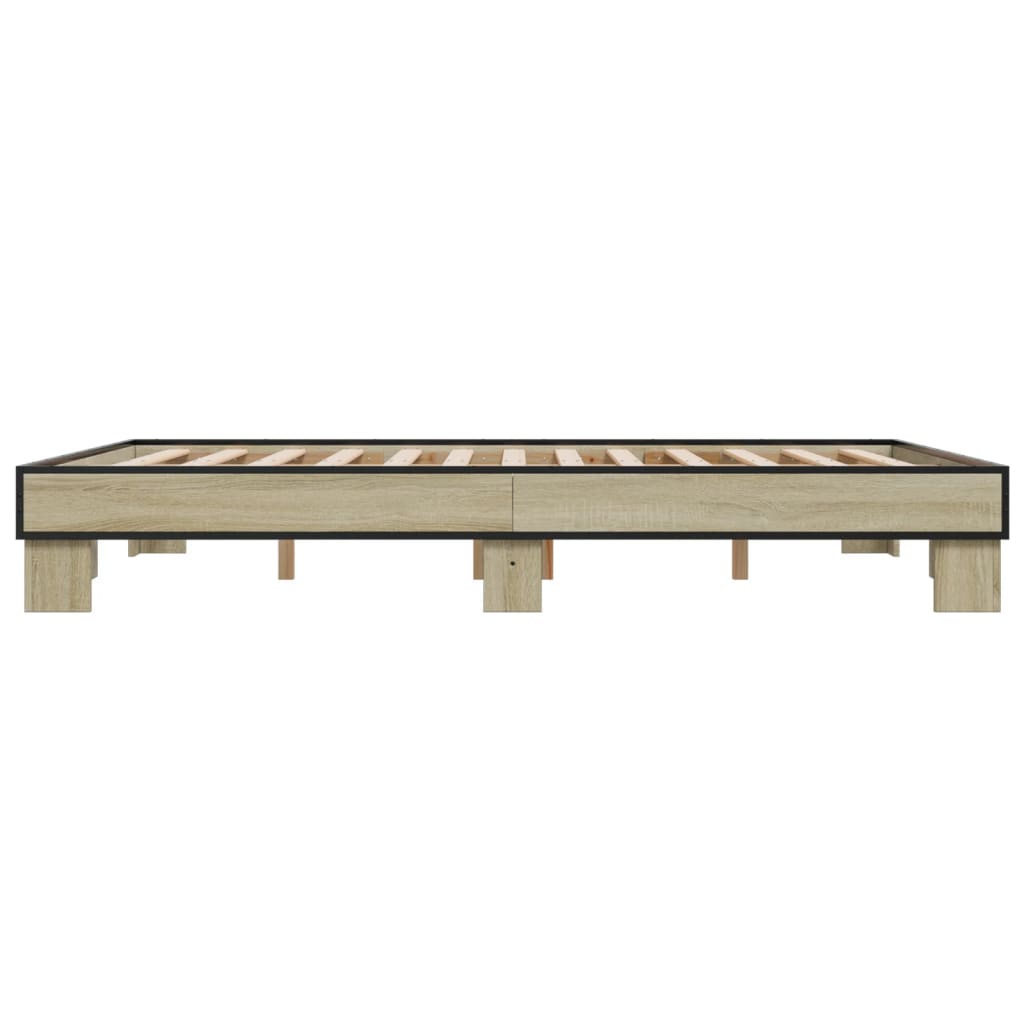 Bettgestell Sonoma-Eiche 150x200 cm Holzwerkstoff und Metall