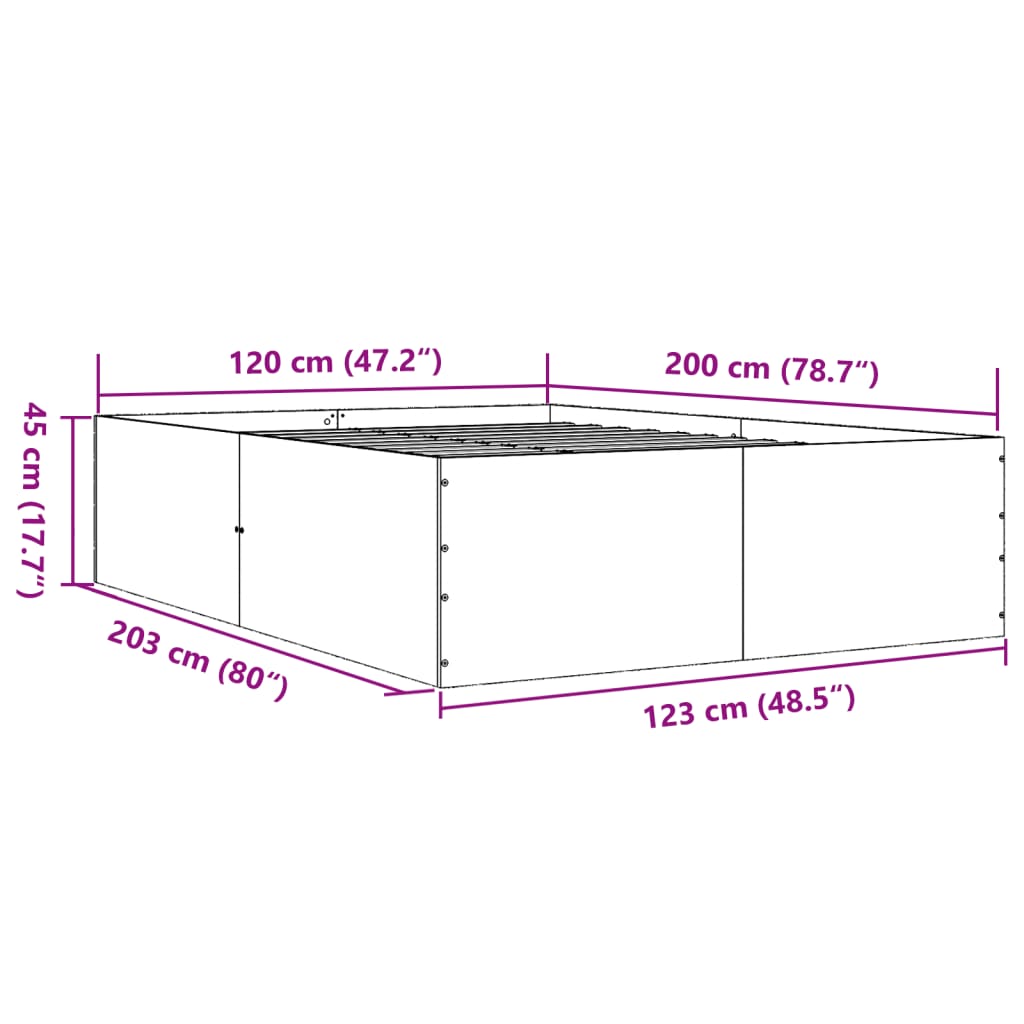 Bettgestell Sonoma-Eiche 120x200 cm Holzwerkstoff