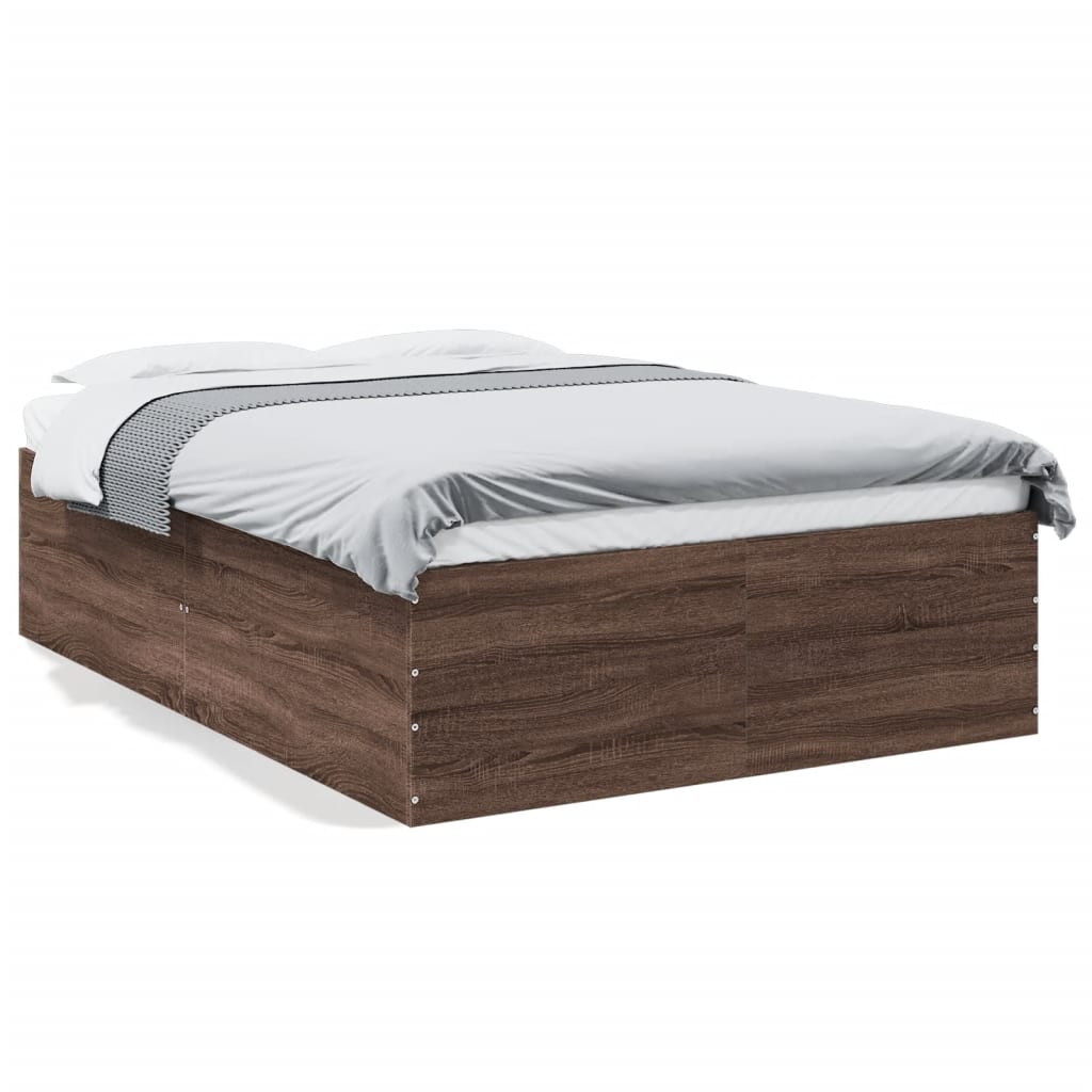 Bettgestell Braun Eichen-Optik 135x190 cm Holzwerkstoff