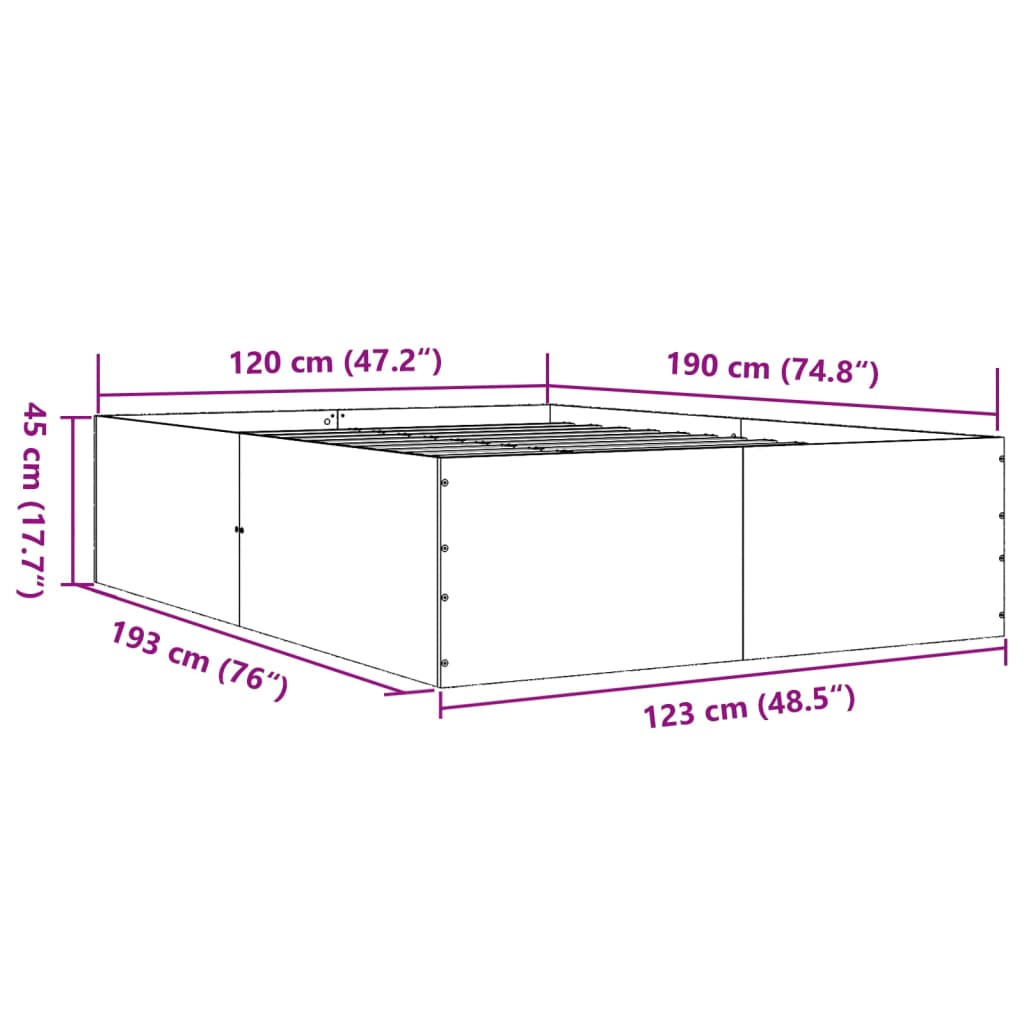 Bettgestell Räuchereiche 120x190 cm Holzwerkstoff