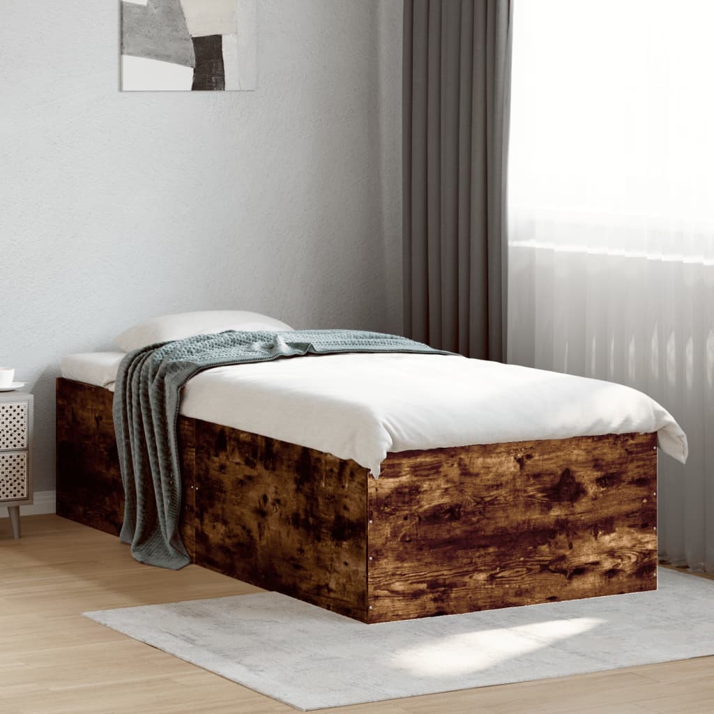 Bettgestell Räuchereiche 100x200 cm Holzwerkstoff