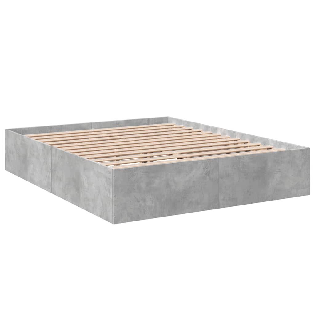 Bettgestell Betongrau 150x200 cm Holzwerkstoff