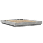 Bettgestell mit LED Betongrau 150x200 cm Holzwerkstoff