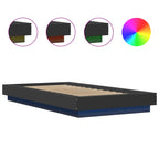 Bettgestell mit LED Schwarz 100x200 cm Holzwerkstoff