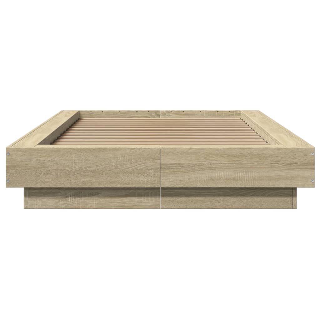 Bettgestell mit LED Sonoma-Eiche 100x200 cm Holzwerkstoff