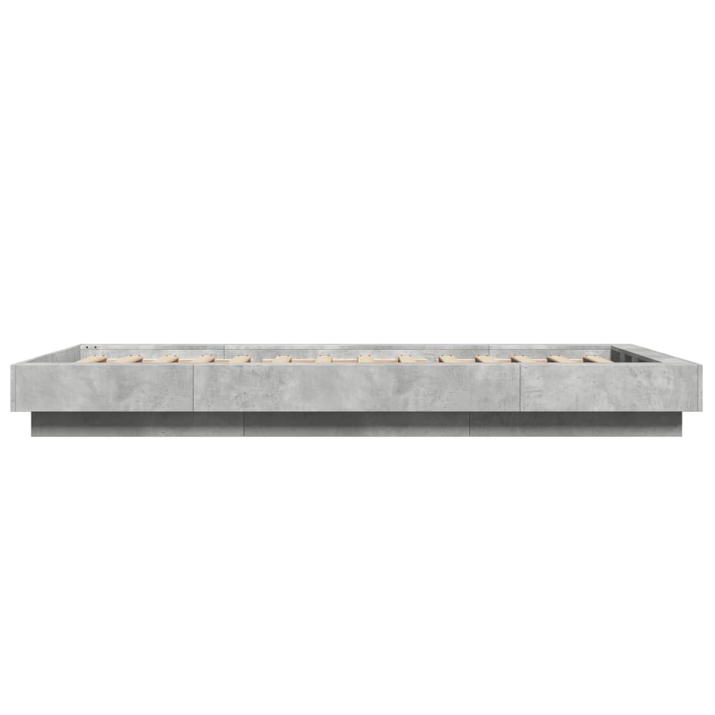 Bettgestell mit LED Betongrau 90x200 cm Holzwerkstoff
