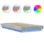 Bettgestell mit LED Betongrau 90x200 cm Holzwerkstoff