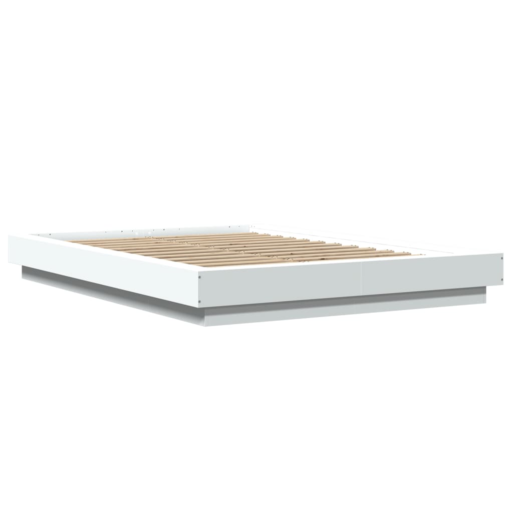 Bettgestell mit LED Weiß 135x190 cm Holzwerkstoff