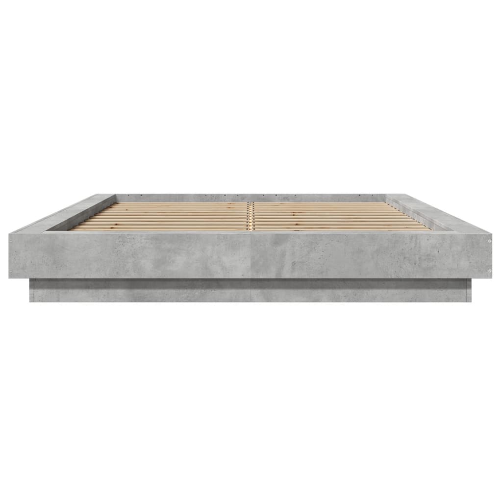 Bettgestell mit LED Betongrau 120x190 cm Holzwerkstoff