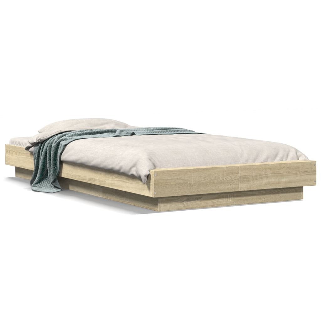 Bettgestell mit LED Sonoma-Eiche 90x190 cm Holzwerkstoff