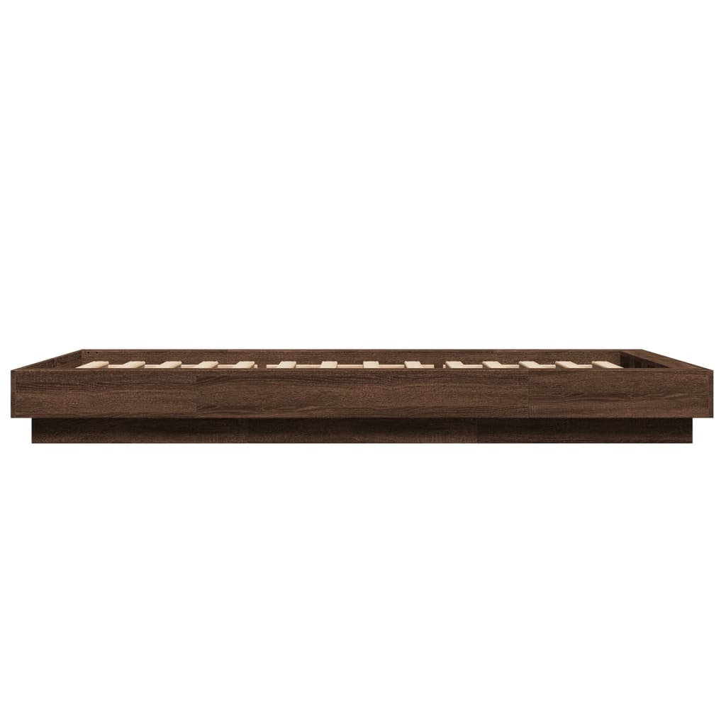 Bettgestell mit LED Braun Eichen-Optik 90x190 cm Holzwerkstoff