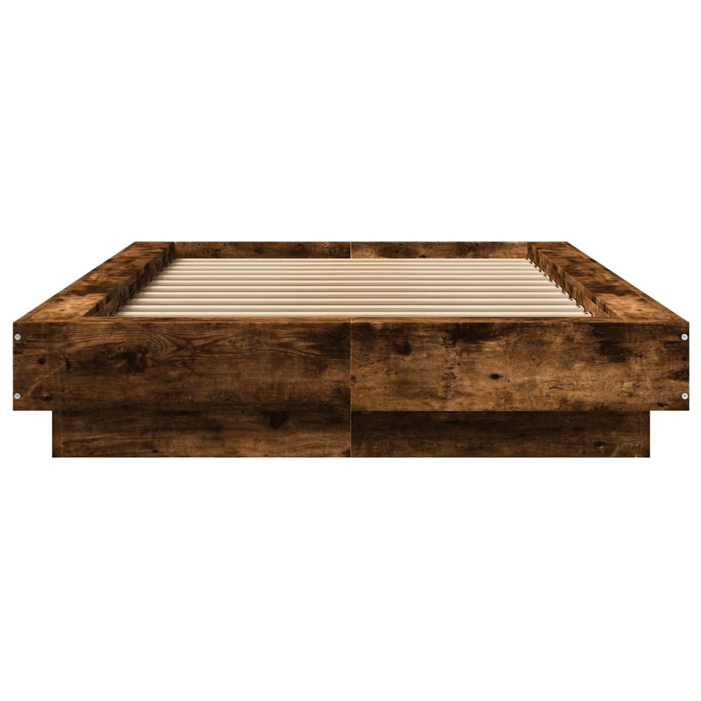 Bettgestell mit LED Räuchereiche 75x190 cm Holzwerkstoff