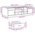 Tagesbett mit Schubladen ohne Matratze Betongrau 75x190 cm