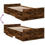 Bettgestell mit Schubladen Räuchereiche 100x200cm Holzwerkstoff
