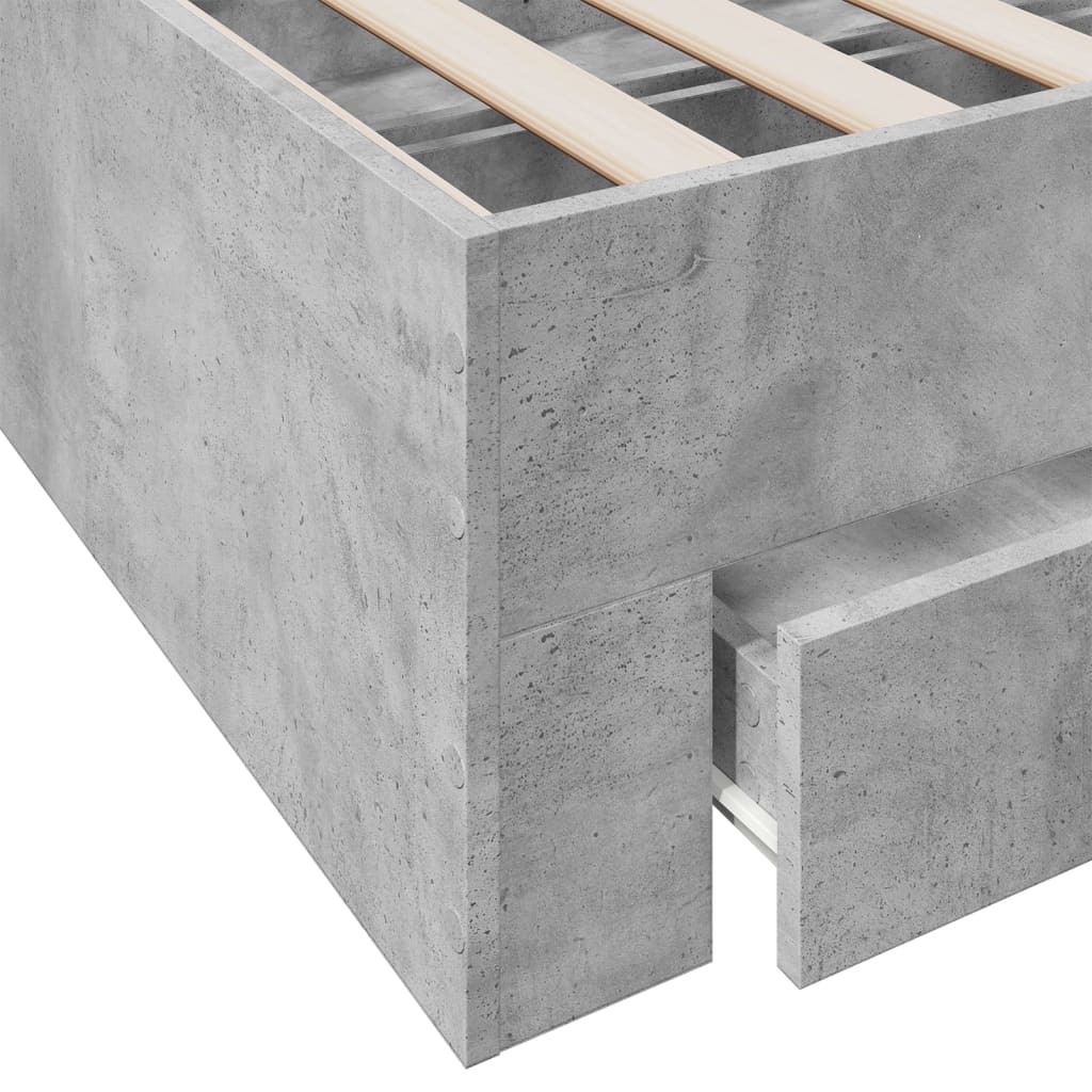 Bettgestell mit Schubladen Betongrau 200x200 cm Holzwerkstoff
