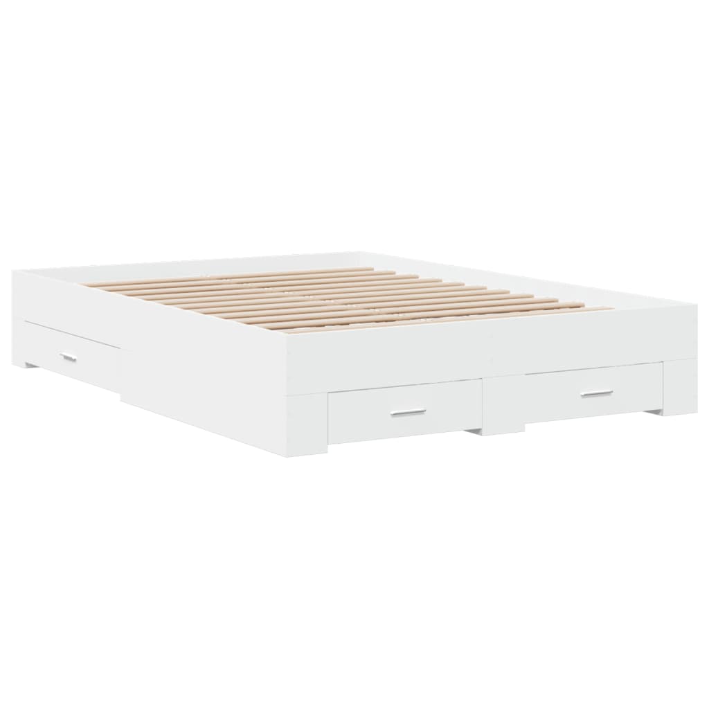 Bettgestell mit Schubladen Weiß 120x200 cm Holzwerkstoff