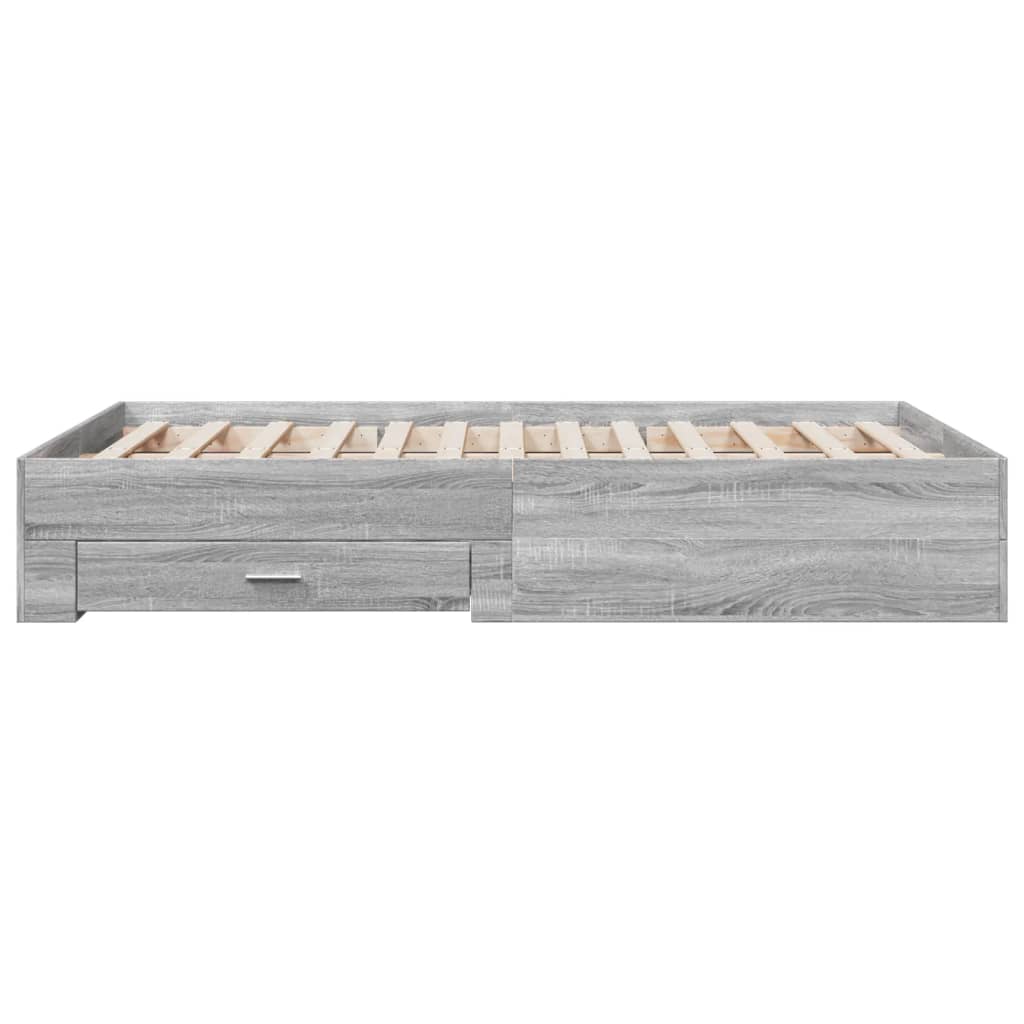 Bettgestell mit Schubladen Grau Sonoma 140x190 cm Holzwerkstoff